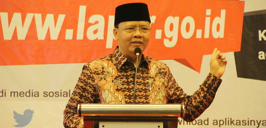 Plt Gubernur Bengkulu memberikan sambutan saat Launching E-Lapor SP4N