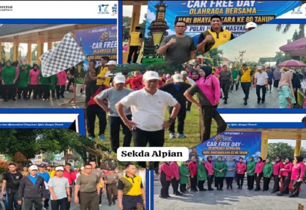 Meriahkan Hari Bhayangkara ke-80, Sekda Alpian dan Polres Kerinci Olahraga Bareng di CFD