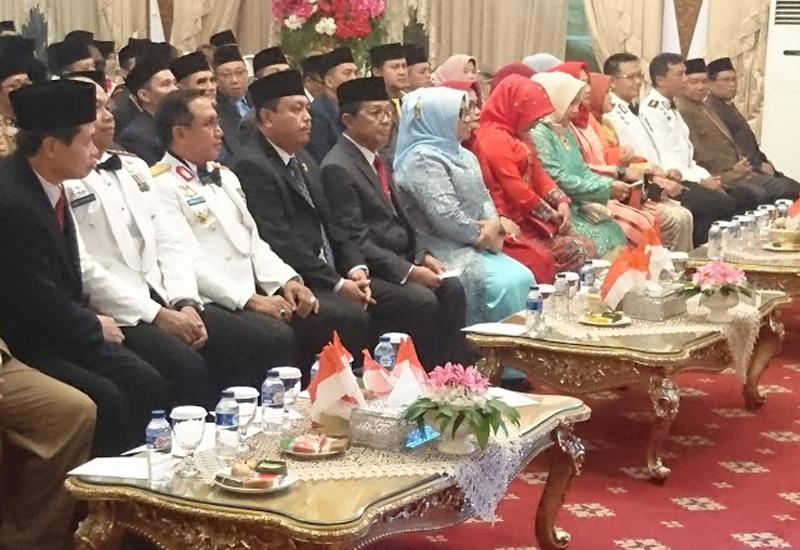 Acara Resepsi Kenegaraan Hari Ulang Tahun (HUT) Kemerdekaan ke-73 Republik Indonesia Tingkat Provinsi Jambi, yang diselengarakan di Auditorium Rumah Dinas Gubernur Jambi, Jumat (17/08/2018).