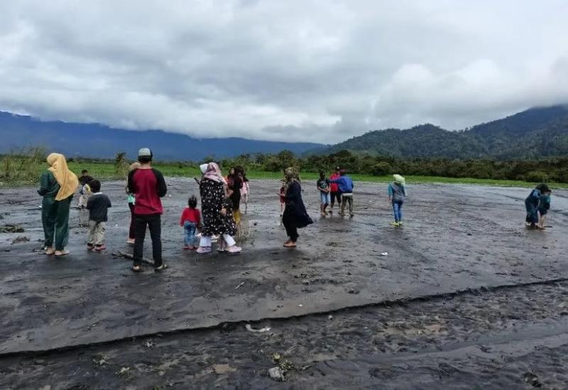 lokasi lahan yang tertimbun abu Vulkanik dari puncak Gunung Kerinci di Desa Sungai Rumpun Kecamatan Gunung Tujuh Kabupaten Kerinci Jambi
