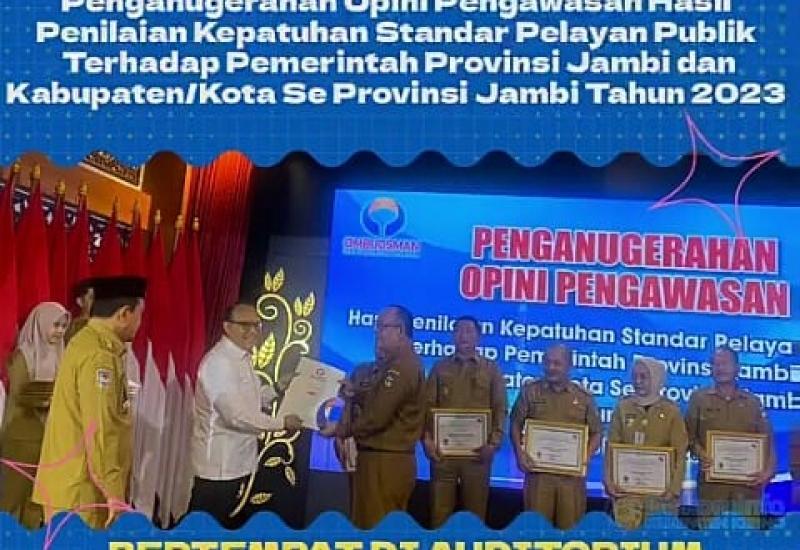 Sekda Kerinci Terima Penganugerahan Opini Pengawasan