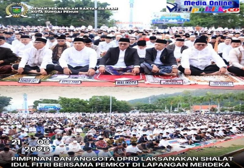 Unsur Pimpinan Dan Anggota DPRD laksanakan Shalat Idul Fitri Bersama Pemkot Sungai Penuh 