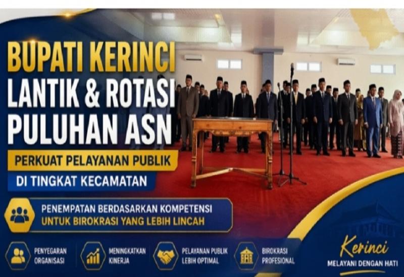 Bupati Monadi Lantik Dan Rotasi ASN Di Kerinci Agar Setiap Instansi Bekerja Lebih Efektif