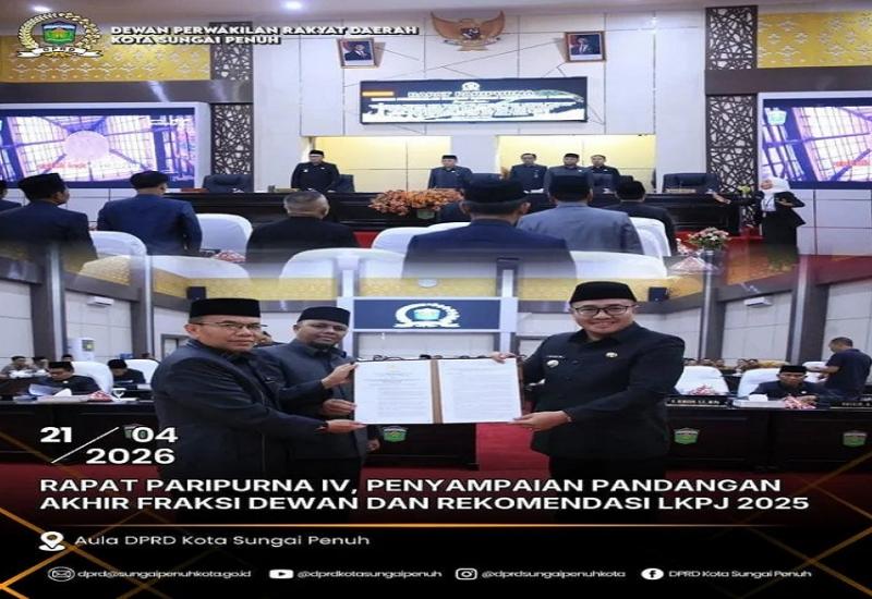 Ketuk Palu! DPRD Sungai Penuh Terima LKPJ Wali Kota 2025 dan Sahkan Rancangan Tata Tertib
