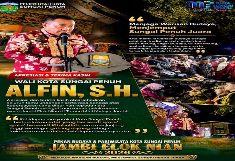 Walikota Alfin Buka Event Jambi Elok Nian: Momentum Jaga Warisan Budaya Menuju Sungai Penuh Juara