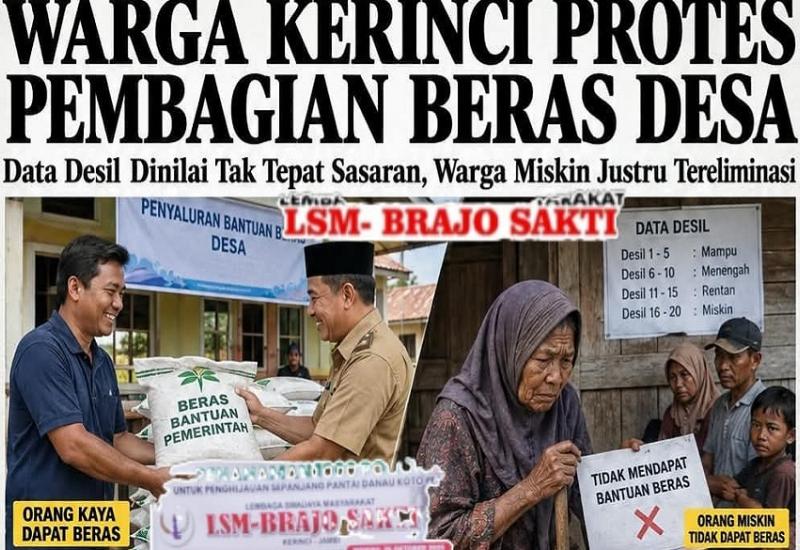 Dinilai Rugikan Warga, LSM Brajo Sakti Desak Evaluasi Data Desil Pembagian Beras Kerinci