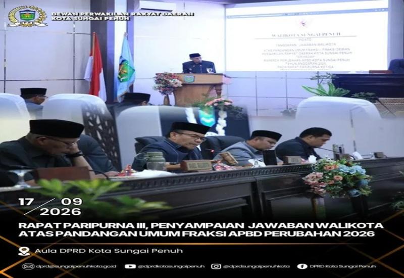Paripurna DPRD: Walikota Beri Jawaban Atas Pandangan Fraksi Terkait Ranperda Perubahan APBD 2026