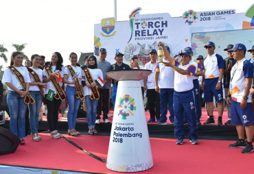 Torch Relay Asian Games XVIII Tahun   2018 di Provinsi Jambi, Jumat (3/8).
