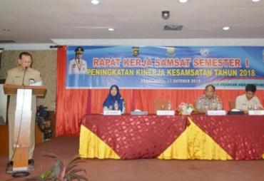 Rapat Kerja Tim Pembina Samsat Semester I Provinsi Jambi Tahun 2018. (Foto : Agus Supriyanto/hms Provinsi Jambi)
