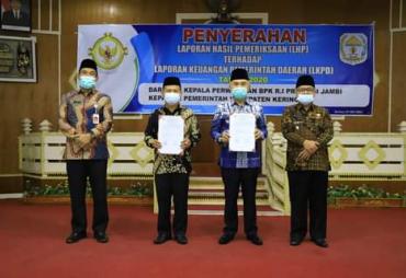 Pemkab kerinci di bawah pimpinan Bupati H.Adirozal, Berhasil Mendapatkan WTP Ke-7 kalinya