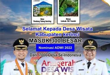Pemkab Kerinci Masuk 300 Besar ADWI se Indonesia.