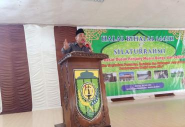 Bupati Kabupaten Bungo H. Mashuri menghadiri halal bihalal 1443 H   dalam rangka memperdalam, mempererat, menambah rasa persatuan serta untuk   memperkuat sesama saudara dan silaturahim bersama Ikatan Keluarga Besar Dusun   Panjang (IKBDPS) di gedung Dharmawanita Kabupaten Bungo, Minggu (05/06). 