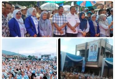 Semangat Ribuan Massa Padati Pengukuhan Tim Pemenangan 9 Desa  Monadi – Murison 