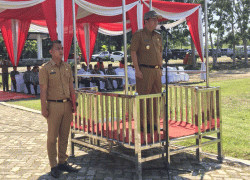 Wakil Bupati Muaro Jambi, Bambang Bayu Suseno (BBS), saat menjadi Inspektur Upacara (Irup) pada apel siga kebakaran hutan dan lahan (Karhutla).
